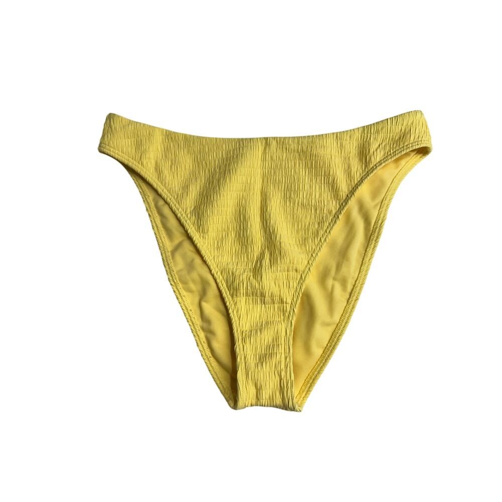 Abercrombie Womens Yellow Textured High Rise Bikini Bottoms Sz M NWOT Beach Swim